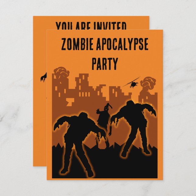 Invitation à la fête de l'Apocalypse Zombie (Devant / Derrière)