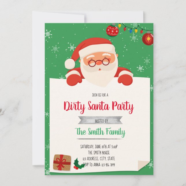 Invitation à la fête de l'échange de cadeaux Dirty (Devant)