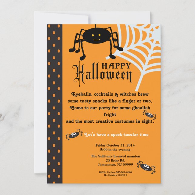 Invitation à la fête de l'Halloween (Devant)