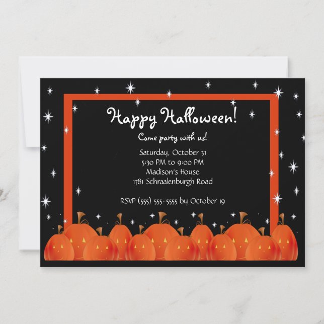 Invitation à la fête de l'Halloween en Citrouille (Devant)