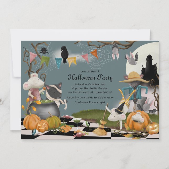 Invitation à la fête de l'Halloween en compagnie d (Devant)