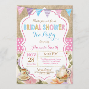 Invitation à la Fête de l'mariée Tea Party