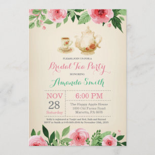 Invitation à la Fête de l'mariée Tea Party