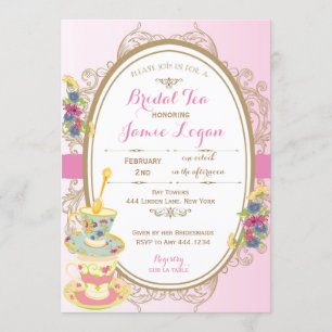 Invitation à la Fête de l'mariée Tea Party