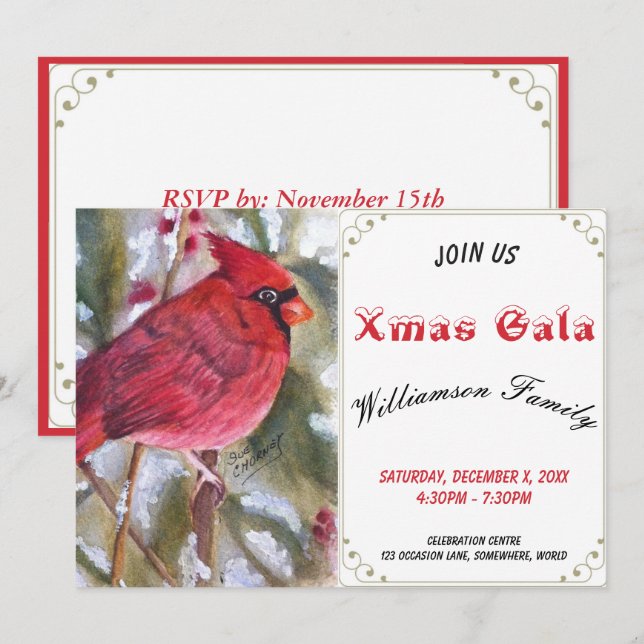 INVITATION À LA FÊTE DE L'OISEAU CARDINAL ROUGE XM (Devant / Derrière)