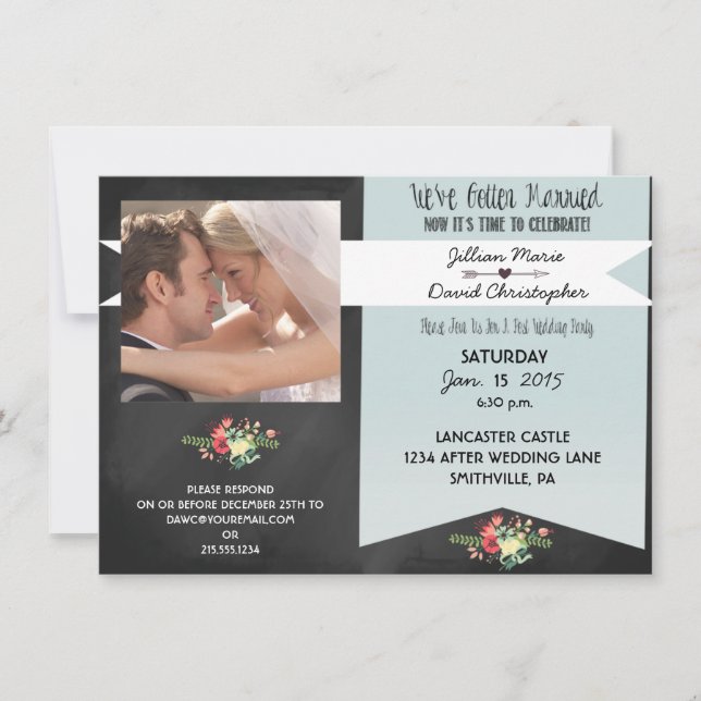 Invitation à la fête de mariage après la photo Vin (Devant)