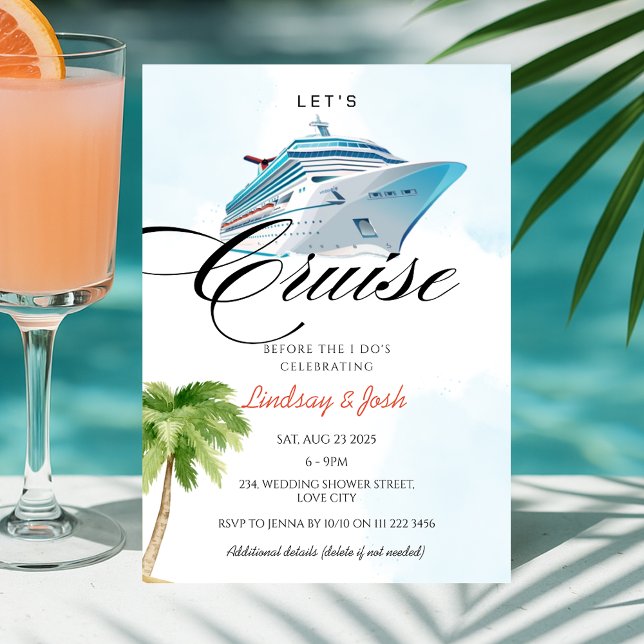 Invitation à la fête de mariage en croisière pour  (Cruise Wedding Couples Shower Invitation)