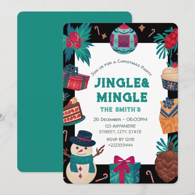 Invitation à la fête de Noël (Devant / Derrière)