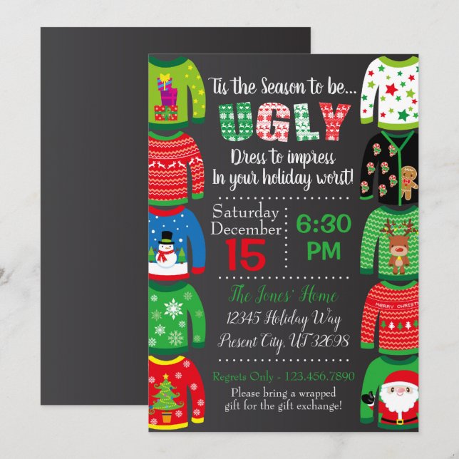 Invitation à la fête de Noël (Devant / Derrière)
