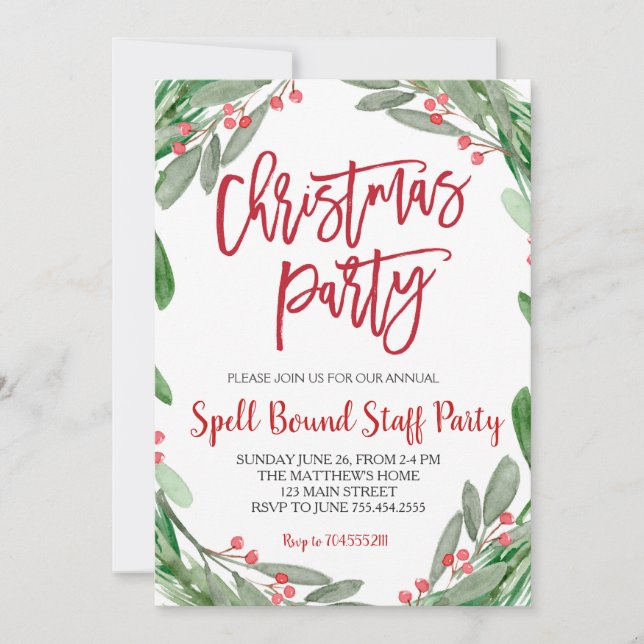 Invitation à la fête de Noël (Devant)