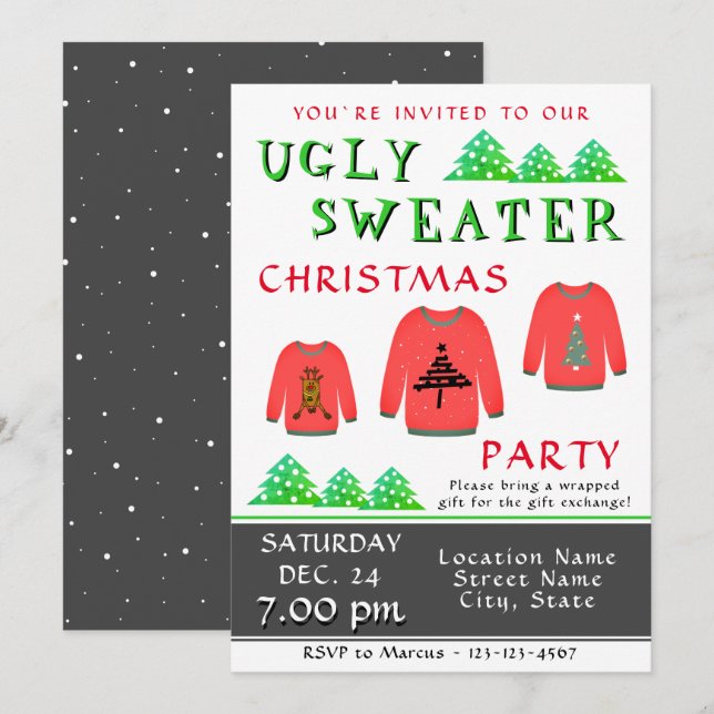 Invitation à la fête de Noël (Devant / Derrière)
