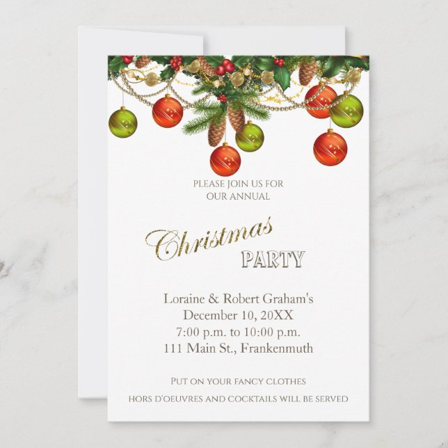 Invitation à la fête de Noël (Devant)