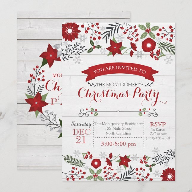 Invitation à la fête de Noël (Devant / Derrière)