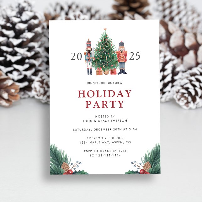 Invitation à la fête de Noël (Christmas 2025 Nutcracker Holiday Party Invitation by Painted Paperie
)