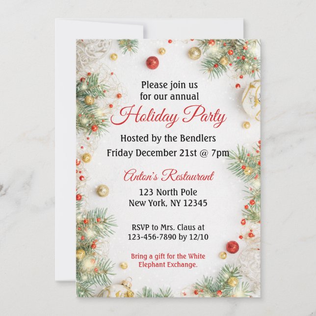 Invitation à la fête de Noël (Devant)