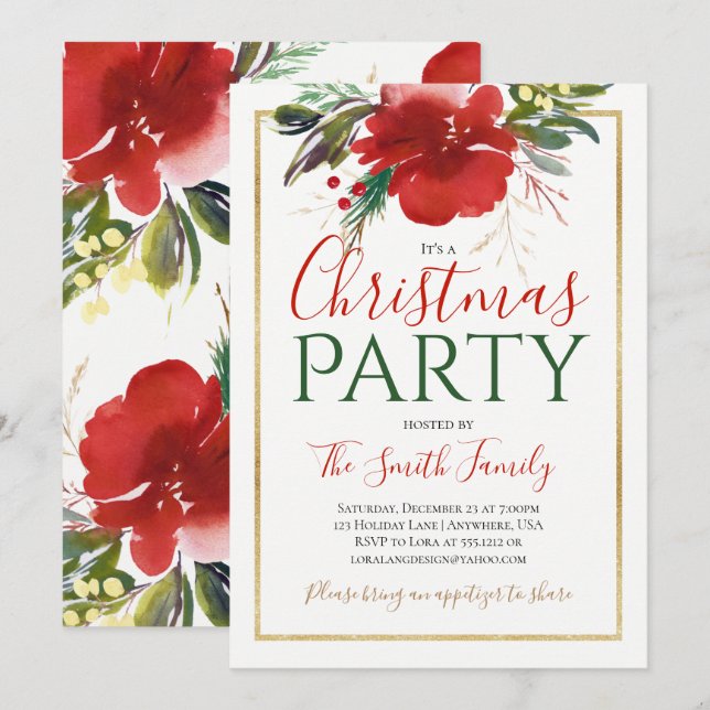 Invitation à la fête de Noël (Devant / Derrière)