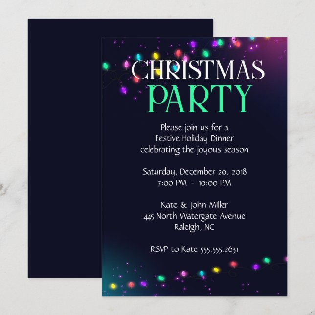 Invitation à la fête de Noël (Devant / Derrière)