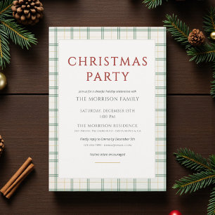 Invitation à la fête de Noël à carreaux