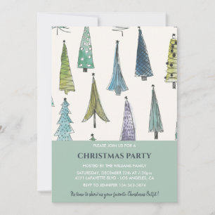 Invitation à la fête de Noël Arbres mignons 