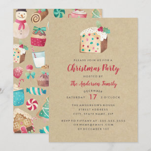 Invitation à la fête de Noël au gâteau de fruits s