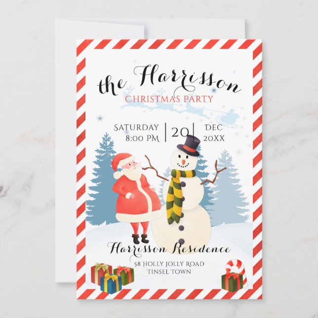 Invitation à la fête de Noël avec père Noël et bon (Devant)