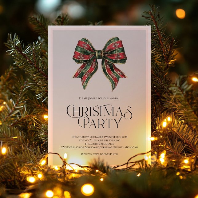 Invitation à la fête de Noël avec un ruban | Vichy (Créateur téléchargé)