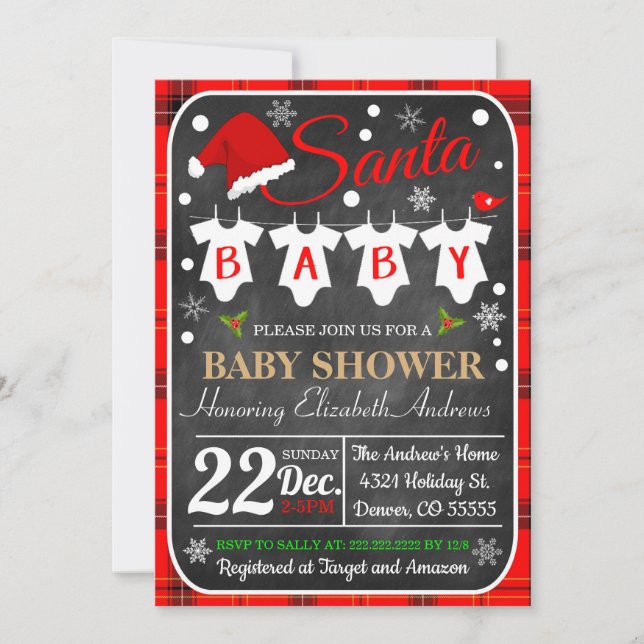 Invitation à la fête de Noël Baby shower (Devant)
