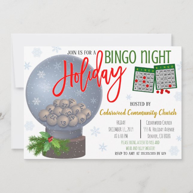 Invitation à la fête de Noël Bingo (Devant)