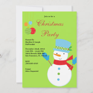 Invitation à la fête de Noël bonhomme de neige