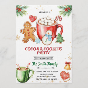 Invitation à la fête de Noël Cookies et Cocoa