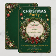 Invitation à la fête de Noël Couronne d'émeraude