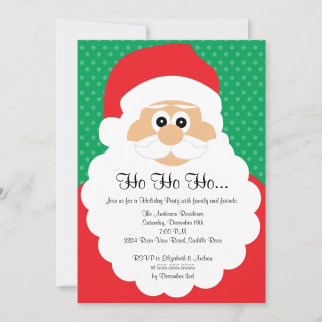Invitation à la fête de Noël Cute Père Noël (Devant)