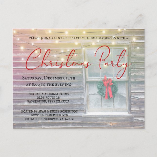 Invitation à la fête de Noël dans un chalet rustiq (Devant)