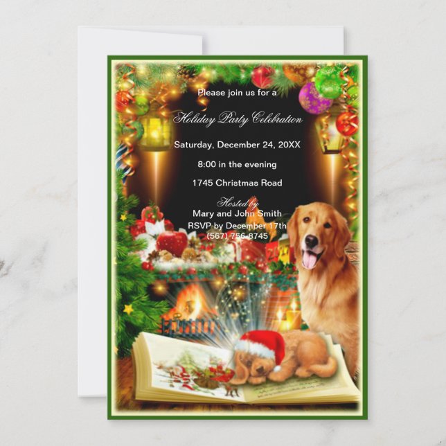 Invitation à la fête de Noël de Chien père Noël (Devant)