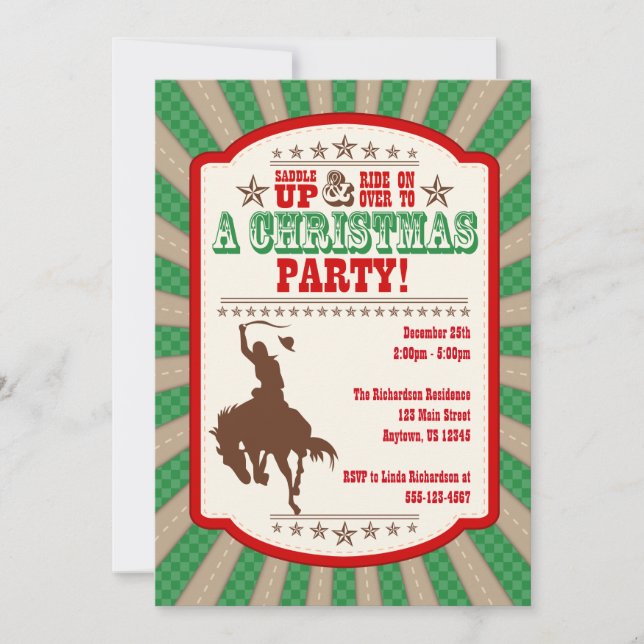 Invitation à la fête de Noël de Cowboy (Devant)
