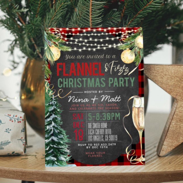 Invitation à la fête de Noël de Flannel et Fizz (Créateur téléchargé)