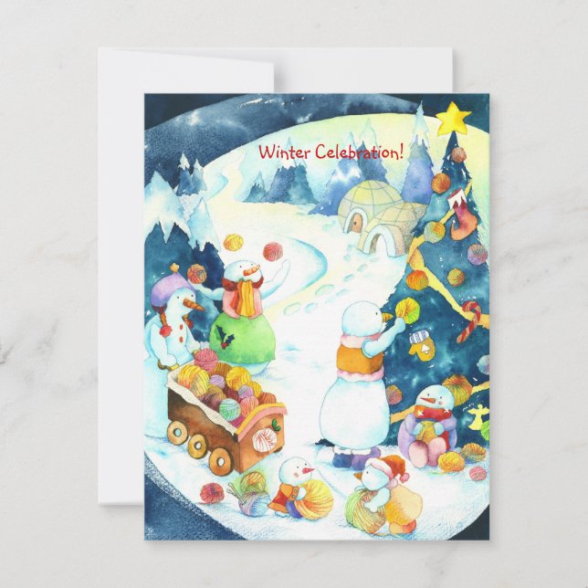 Invitation à la fête de Noël de la famille Snowman (Devant)