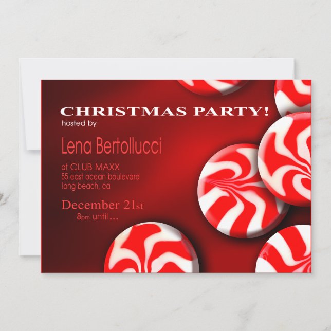 Invitation à la fête de Noël de la menthe poivrée (Devant)