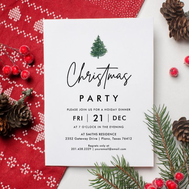 Invitation à la fête de Noël de l'arbre minimalist (Créateur téléchargé)