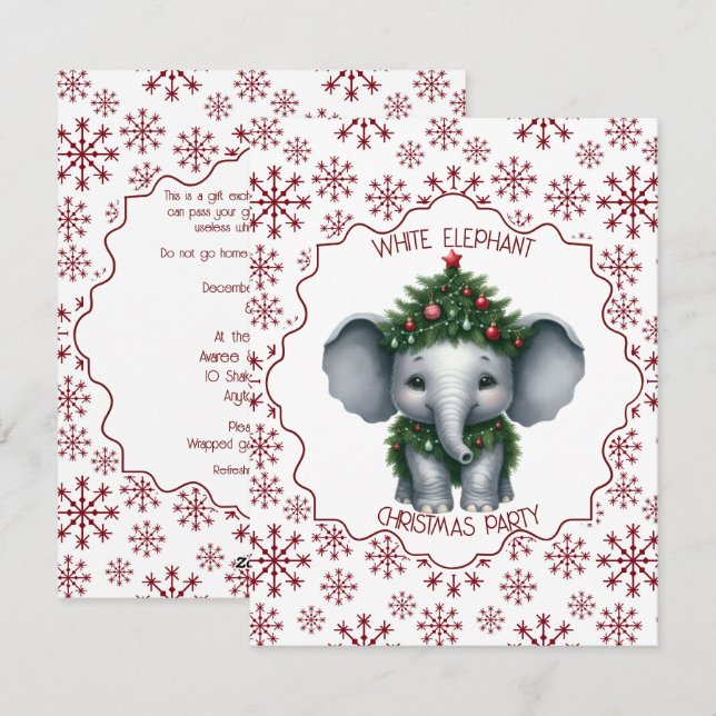 Invitation à la fête de Noël de l'éléphant blanc (Devant / Derrière)