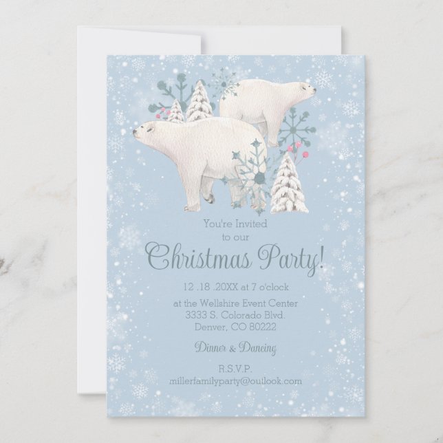 Invitation à la fête de Noël de l'ours polaire (Devant)