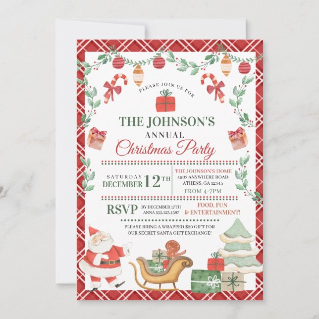 Invitation à la fête de Noël de Père Noël (Devant)