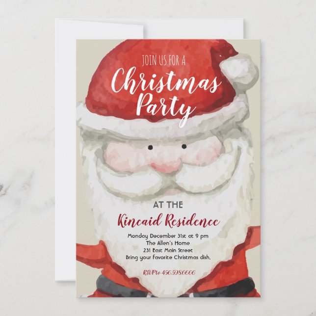 Invitation à la fête de Noël de Père Noël (Devant)