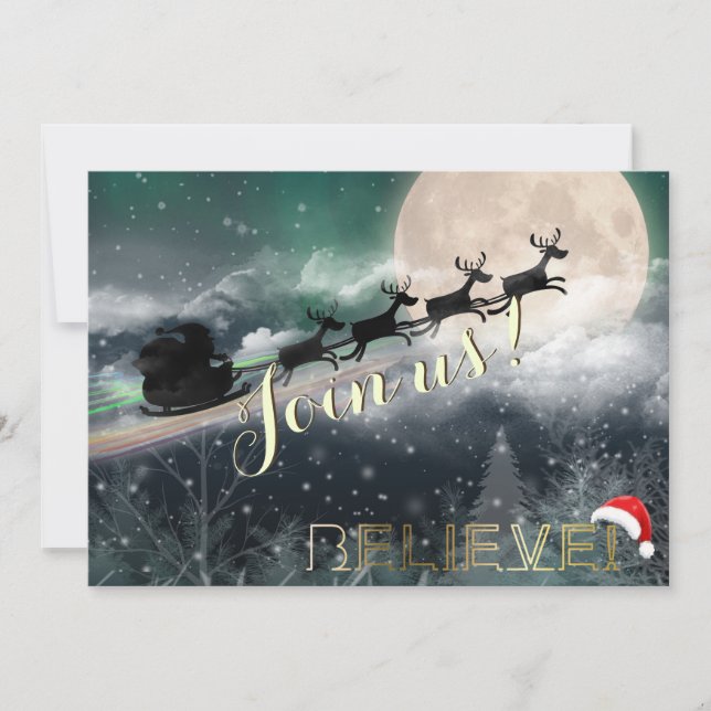 Invitation à la fête de Noël de père Noël Sleigh R (Devant)