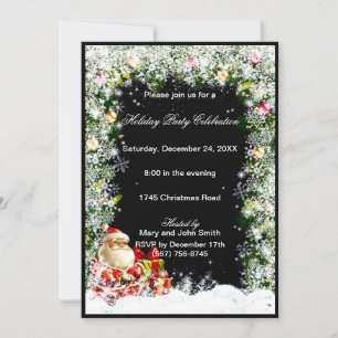 Invitation à la fête de Noël de père Noël Snowflak