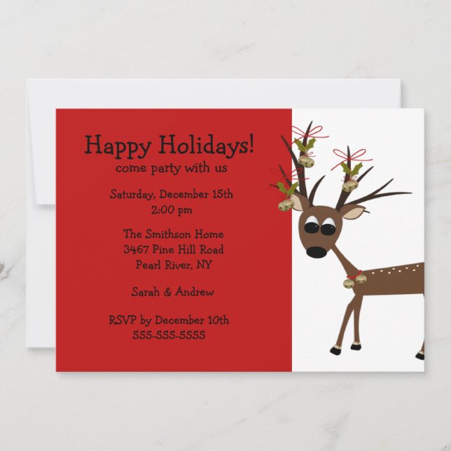 Invitation à la fête de Noël de Reindeer (Devant)