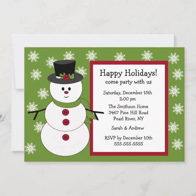 Invitation à la fête de Noël de Snowman et Snowfla (Devant)