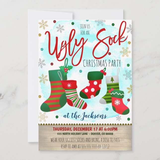 Invitation à la fête de Noël de Sock (Devant)
