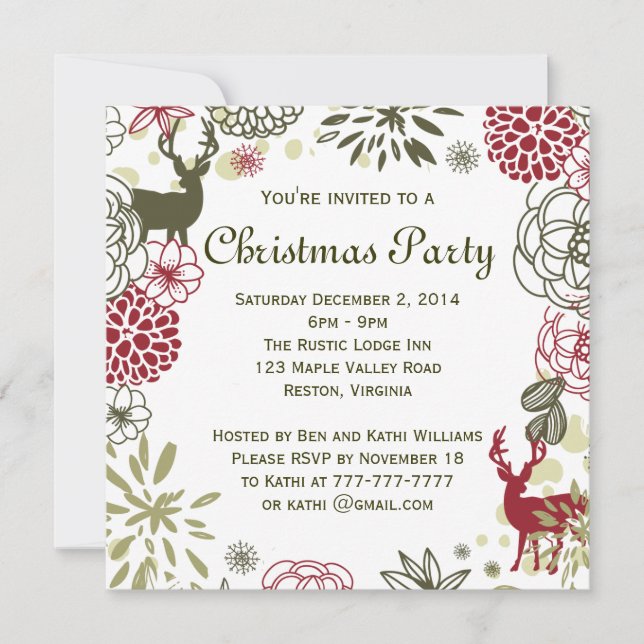 Invitation à la fête de Noël des Cerfs Rustiques F (Devant)