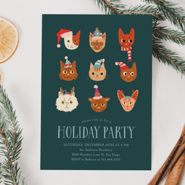 Invitation à la fête de Noël des chats festifs (Créateur téléchargé)